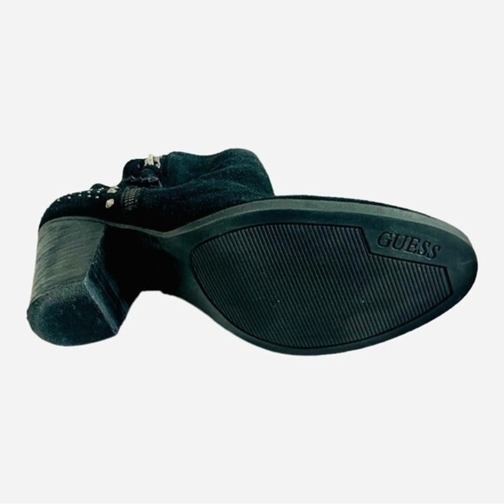 GUESS Black Suede Leather Ankle Boots Women’s 9.5 Spike Fringe Tassel - Picture 6 of 6